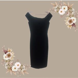 Black Halo Elegant Deep Navy Off-Shoulder Dress